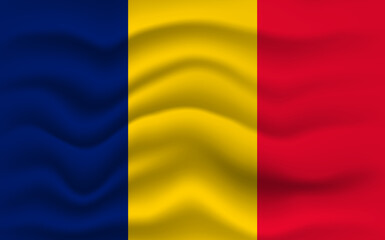 Romanian flag waving, closeup background. illustration