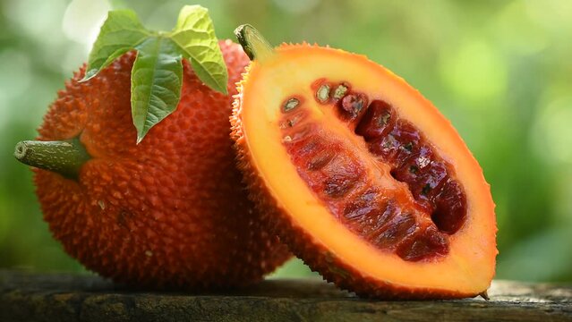 Gac fruits on nature background.