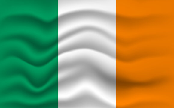 Ireland flag waving, closeup background. illustration