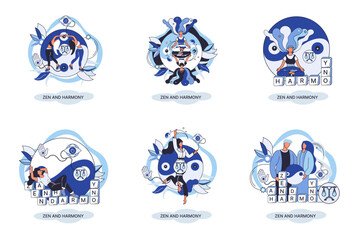 Zen and harmony metaphor, meditation practice. Balance, relaxation, mindfulness. Calm person relaxing. Yoga and spiritual practice, relax, recreation, healthy lifestyle. Japanese cult of mind and body