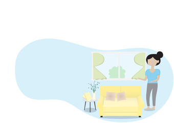 Vector set of how to take care yourself after contact with someone infected with the corona virus (COVID-19), Make the room well ventilated, Creative design vector illustration with empty space.