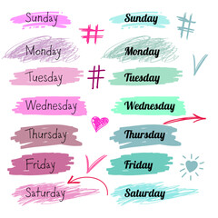 set of days for week's labels, icon and target