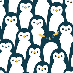 Vector seamless pattern with cute penguins