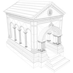 Mausoleum Grave Vector. Illustration Isolated On White Background. A vector illustration Of A Mausoleum.