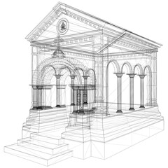 Mausoleum Grave Vector. Illustration Isolated On White Background. A vector illustration Of A Mausoleum.