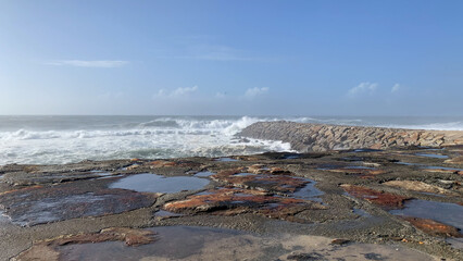 The sea rises to the seafront of Furadouro in Ovar