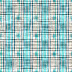 Teal rustic coastal beach house check fabric tile. Seamless sailor flannel textile gingham repeat swatch.