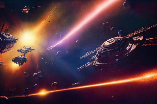 space opera battle illustration 