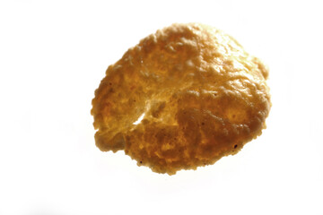Macro texture of toasted corn flakes 
