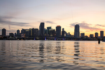 Fototapeta na wymiar Downtown Miami Sunset