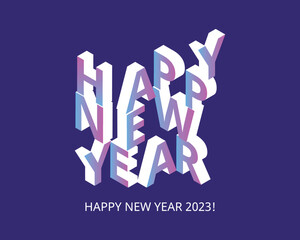 cute isometric gradient happy new year 2023 banner