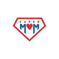 Super mom logo. Mother day concept. superhero