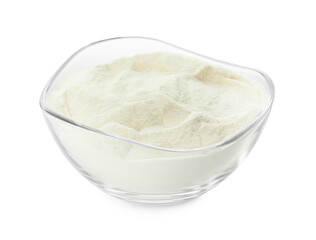 Bowl of agar-agar powder isolated on white
