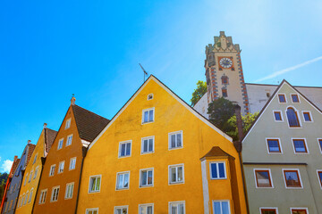 German colorful houses . Residential houses in Fussen Germany 