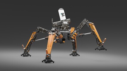 Automatic turret robot.3D artwork.3D rendering.3D illustration
