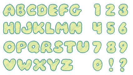 Doodle Sketch Alphabet and Number Design Set.