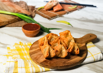 Fried dumplings Indonesian specialties with spicy chili sauce