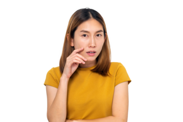 Worried skin on her face, PNG File, PNG, Transparent Background.