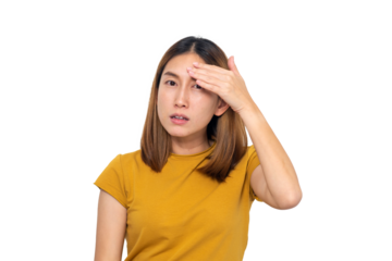Worried skin on her face, PNG File, PNG, Transparent Background.