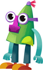 funny cartoon robot with glasses. Illustration isolate on white background