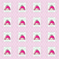 The cute princess in fabric seamless pattern