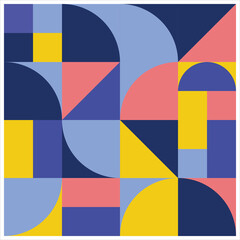 Abstract circle geometric background design. Mosaic ornament with circle pattern. Beautiful and unique colorful geometric wallpaper on square artboard