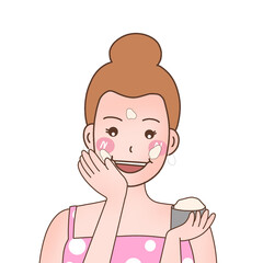 woman applying lotion