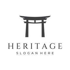 Creative design of ancient japanese tori gate logo.Japan heritage, culture and history tori gate.Logo for business.