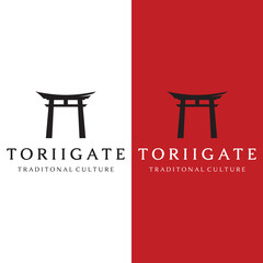 Creative design of ancient japanese tori gate logo.Japan heritage, culture and history tori gate.Logo for business.