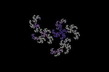 Violet fractal on black art design illustration graphic background 