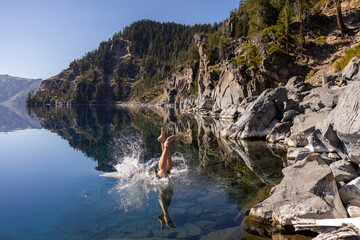 Swimming in Crater Lake National Park © wollertz