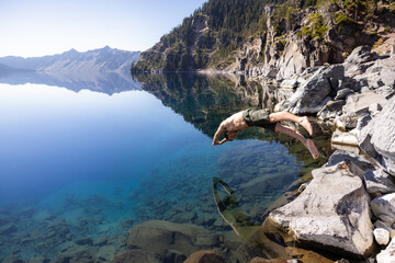Swimming in Crater Lake National Park © wollertz