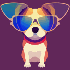 illustration Vector graphic of colorful beagle dog wearing sunglasses isolated good for icon, mascot, print, design element or customize your design