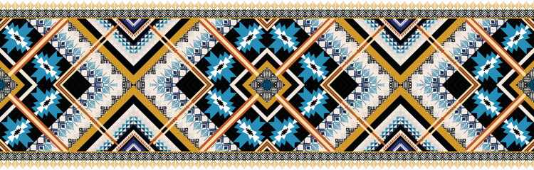 Colorful geometric ethnic pattern. Oriental, western, aztec, tribal traditional. seamless pattern. fabric, tile, background, carpet, wallpaper, clothing, sarong,wrapping, Batik, fabric,Vector pattern.