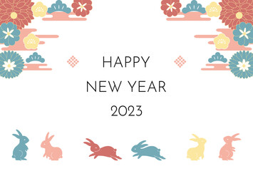 2023　卯年　年賀状イラスト