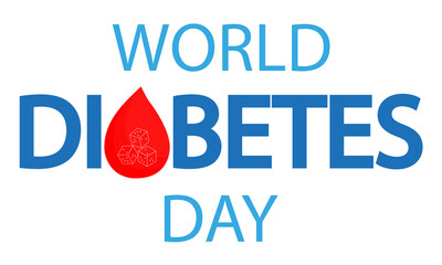 World diabetes day typography and blood drop, vector art illustration.