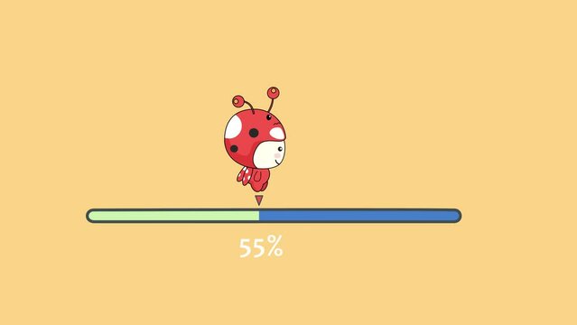 A loading bar with a ladybug character