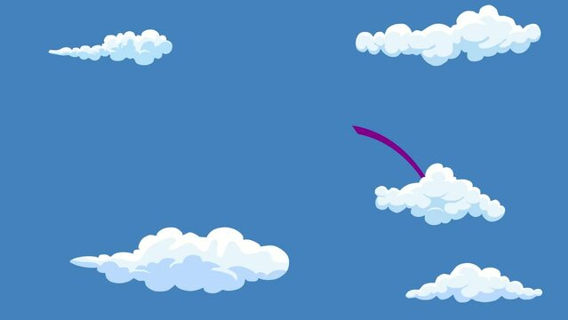 Clouds and rainbow animations, with blue background