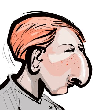 Comic cartoon of a  person with a big nose 