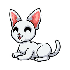 Cute devon rex cat cartoon sitting
