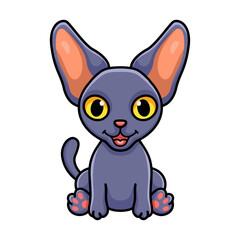 Cute peterbald cat cartoon sitting
