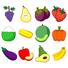 Cute fruit illustration vector bundle