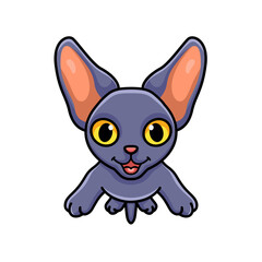 Cute peterbald cat cartoon posing