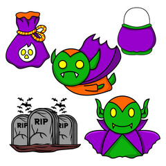 Obraz premium Halloween character illustration vector bundle