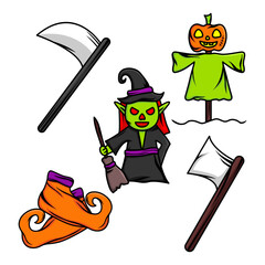 Obraz premium Halloween character illustration vector bundle