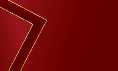 Luxury abstract red background with golden lines sparkle shapes. 