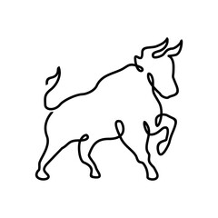 Drawing of a continuous line of bull design vector