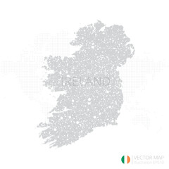 Ireland grey map isolated on white background with abstract mesh line and point scales. Vector illustration eps 10	