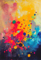 abstract watercolor background with watercolor and mixed media paint splashes in bright bubbles of color, extremely vibrant, beautiful color combinations, with natural textures