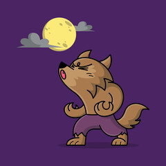 WEREWOLF IS HOWLING UNDER A FULL MOON